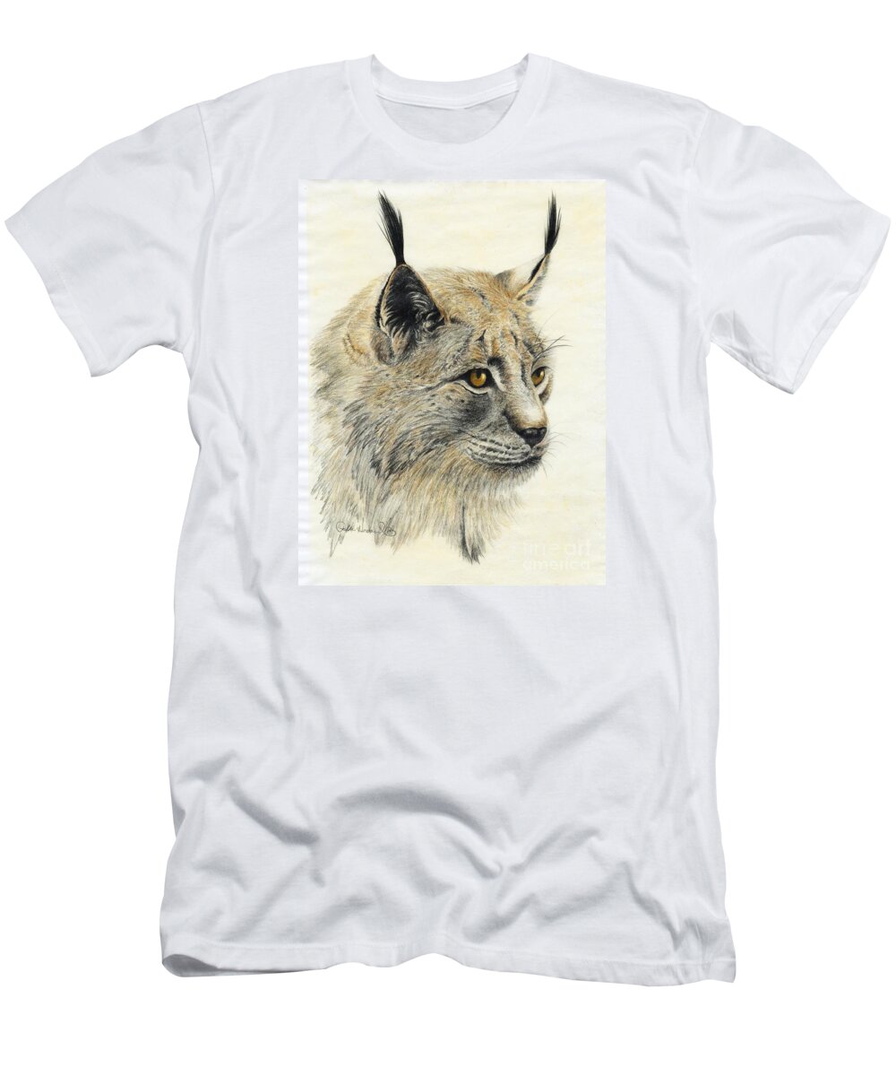 Animal T-Shirt featuring the painting Gazing Lynx by Phyllis Howard