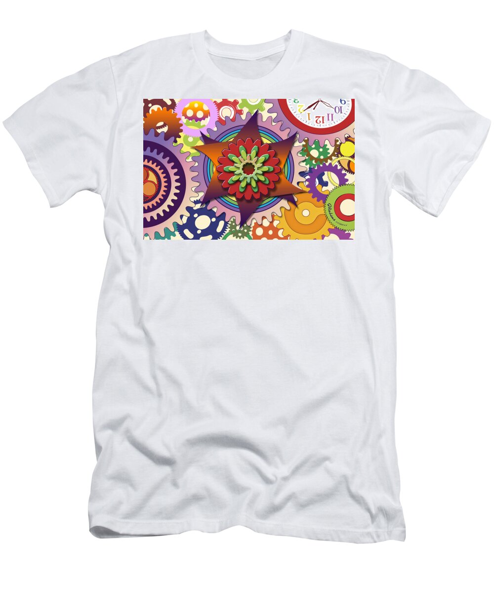 Gear T-Shirt featuring the painting Gears by Gerry Robins
