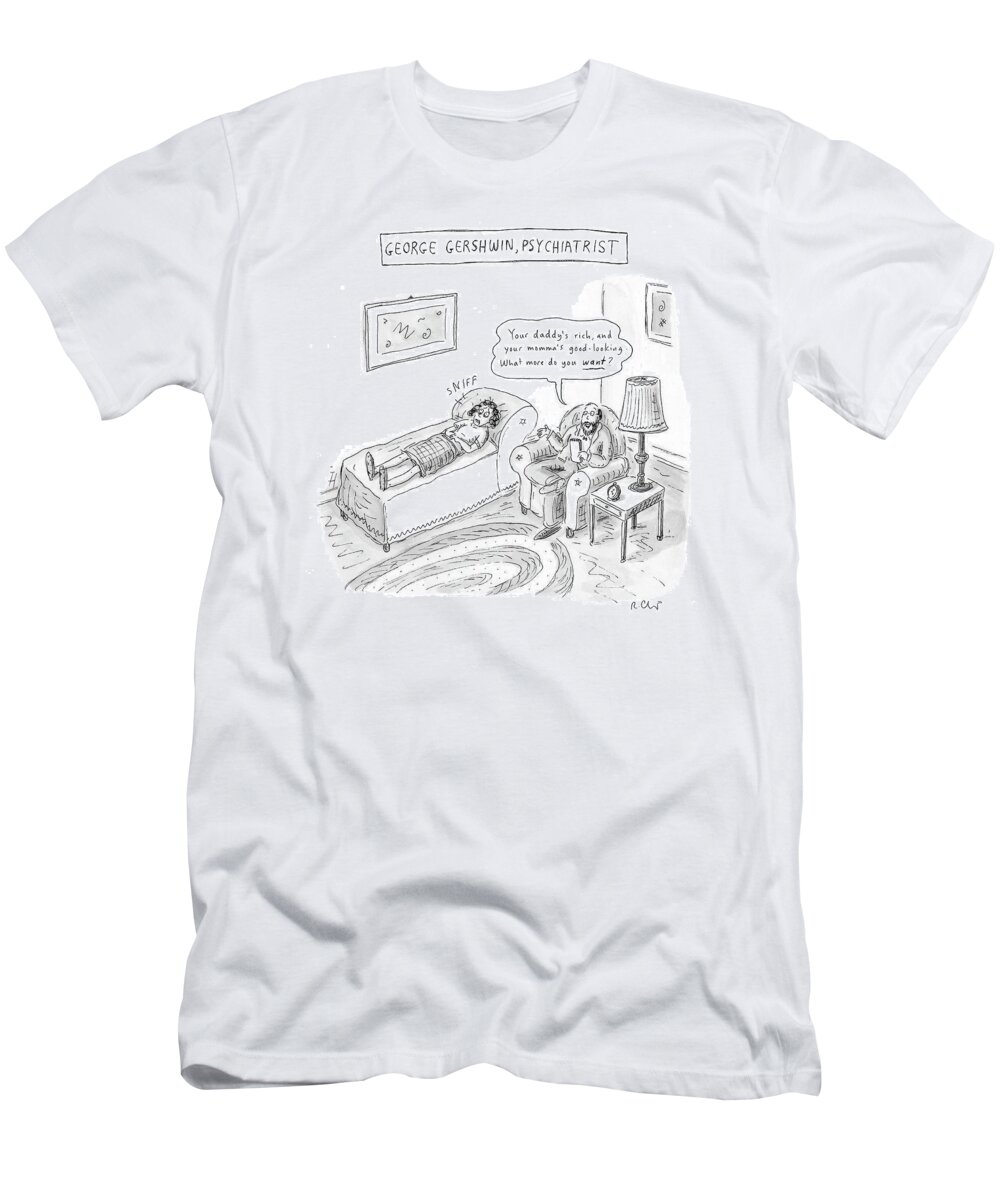 Gershwin T-Shirt featuring the drawing 'george Gershwin by Roz Chast