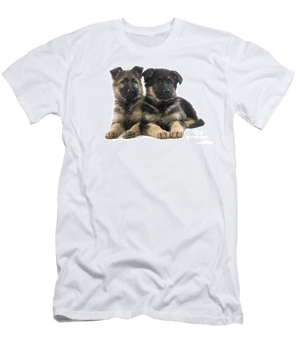 Dog T-Shirt featuring the photograph German Shepherd Puppies by Jean-Michel Labat