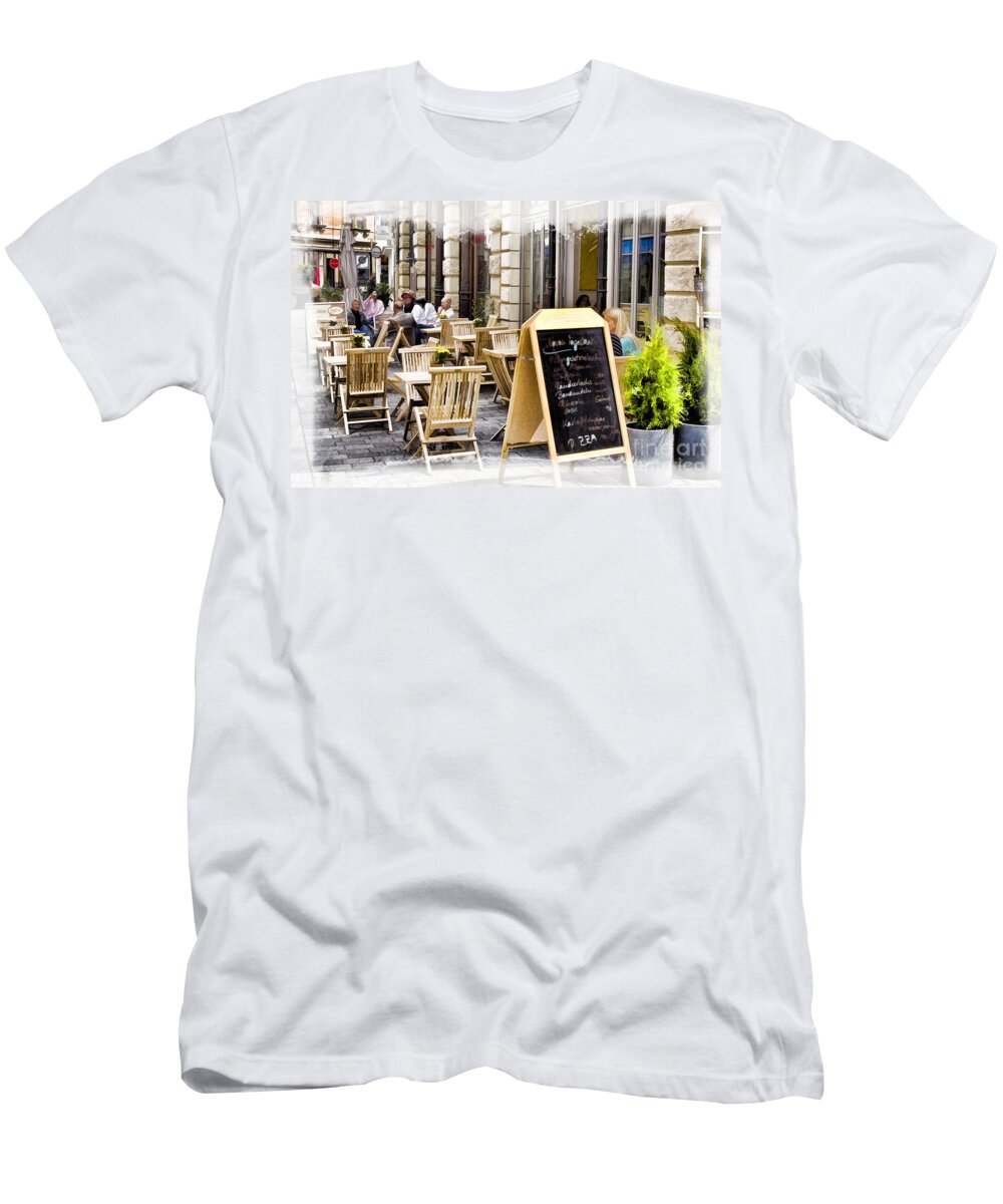 Germany T-Shirt featuring the photograph German Sidewalk Cafe by Timothy Hacker
