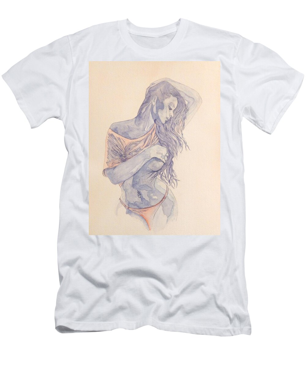 Sydney Maler T-Shirt featuring the painting Sydney Maler Girl With The Pearl by Sonya Catania