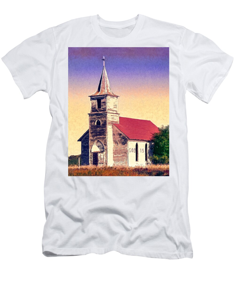 Church T-Shirt featuring the painting God Is by Dominic Piperata