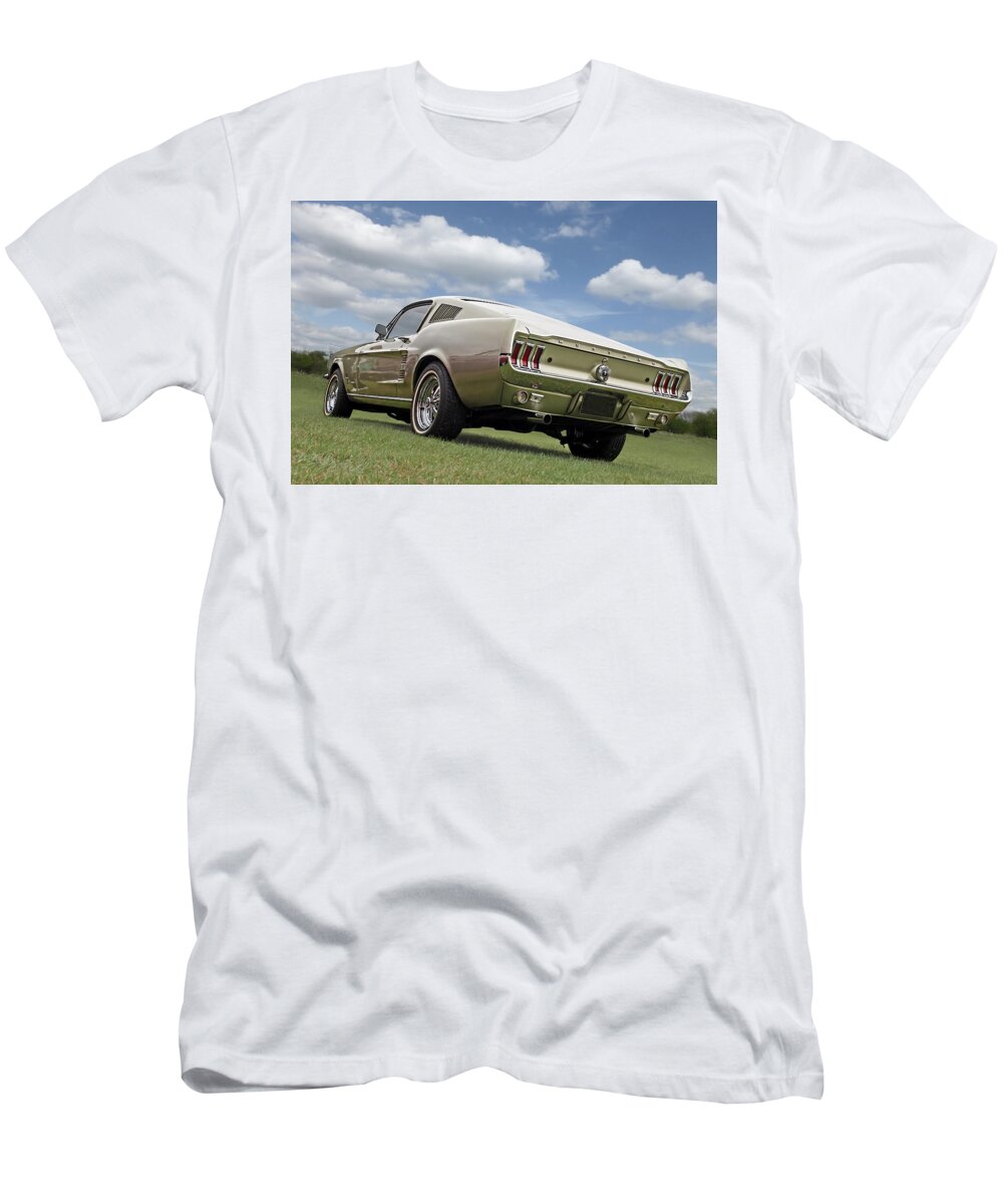 Classic Mustang T-Shirt featuring the photograph Gold Mustang Fastback 1967 by Gill Billington