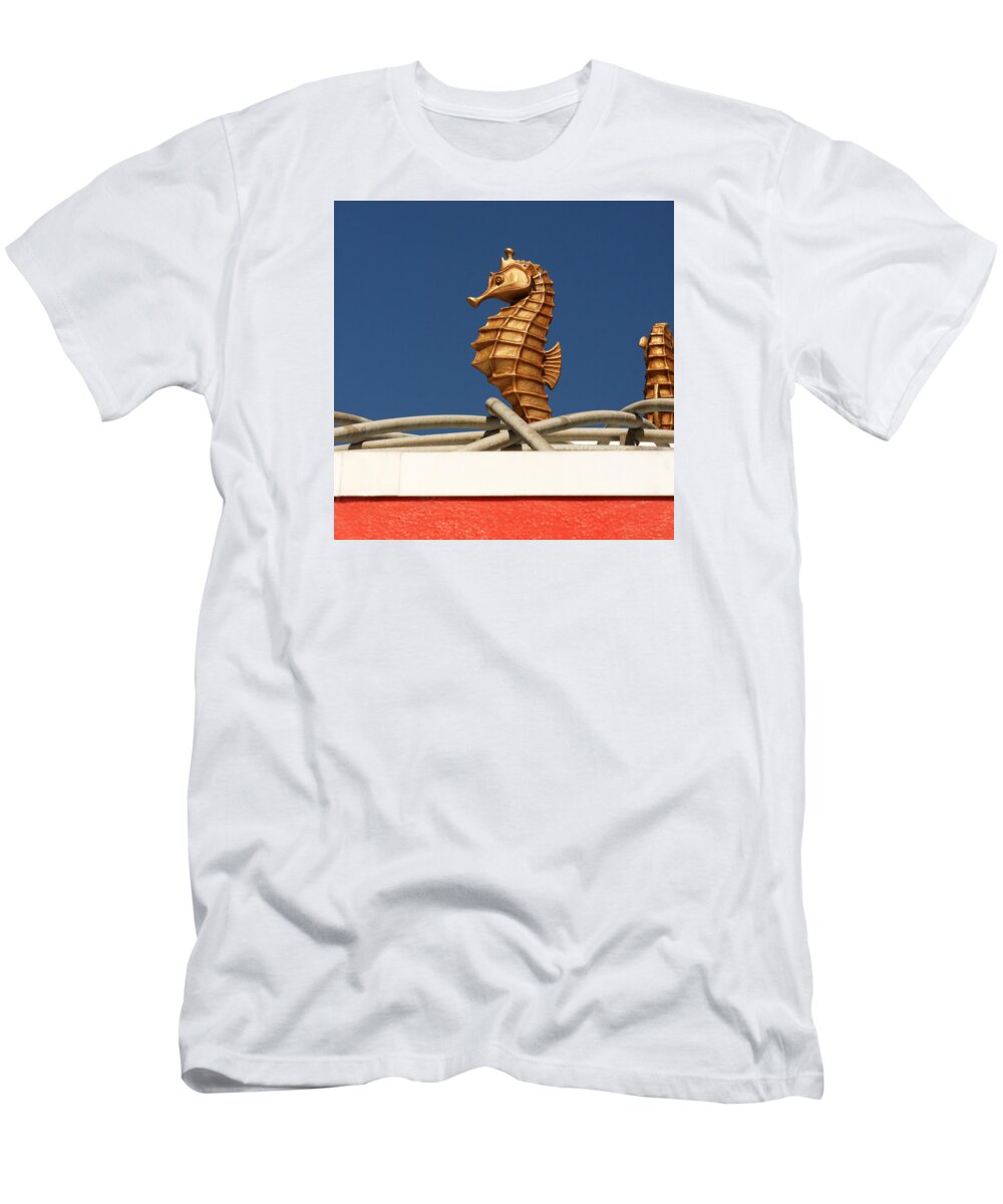 Santa Cruz California T-Shirt featuring the photograph Golden Seahorses by Art Block Collections
