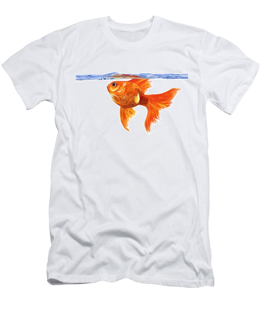 Goldfish T-Shirt featuring the painting Goldfish by Donna Tucker
