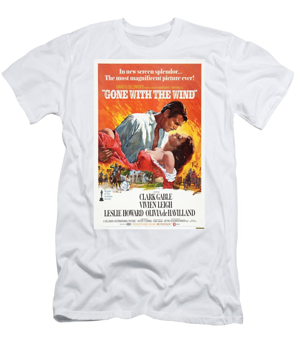 Movie Poster T-Shirt featuring the photograph Gone With the Wind - 1939 by Georgia Fowler