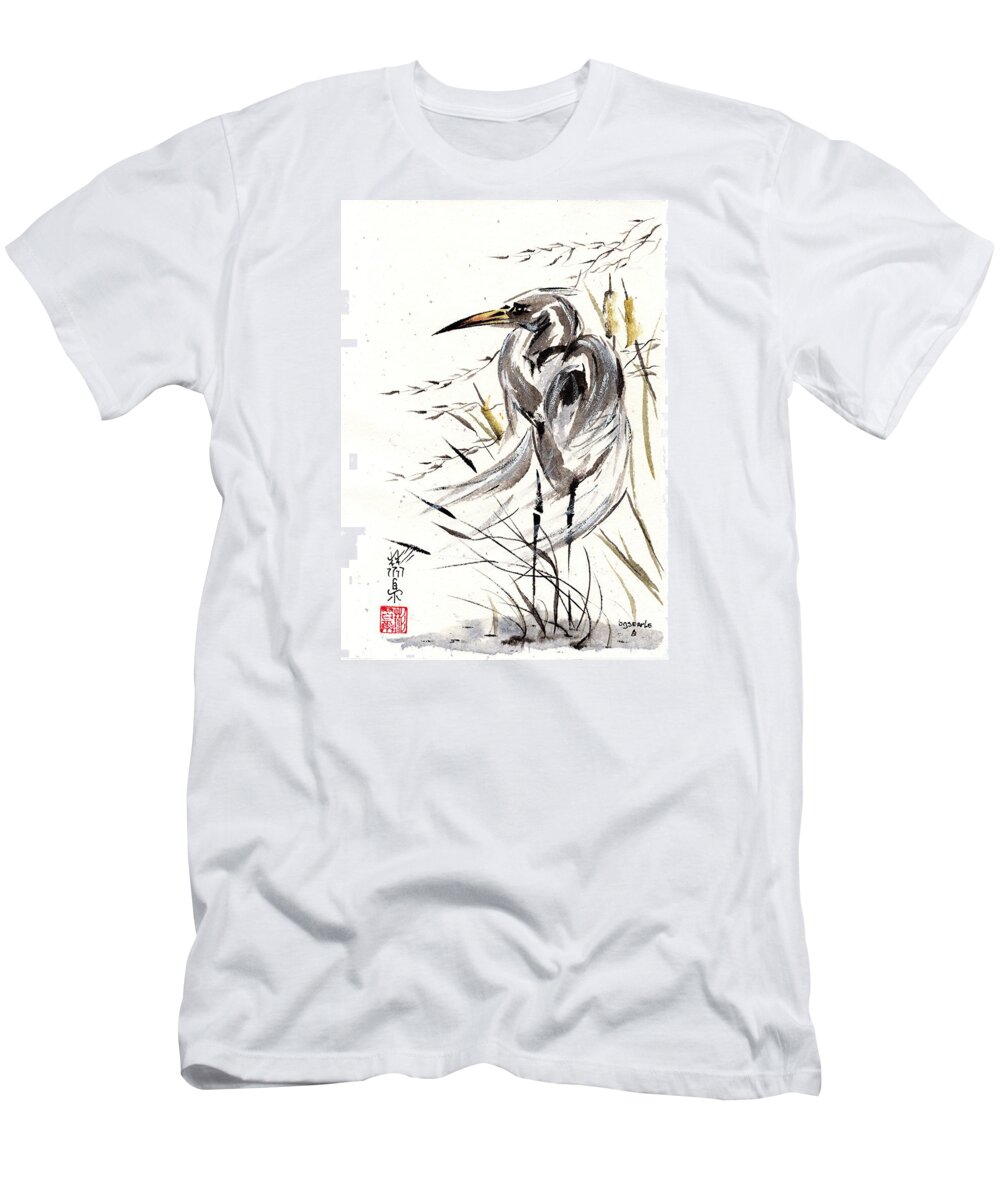 Chinese Brush Painting T-Shirt featuring the painting Grace of Solitude by Bill Searle