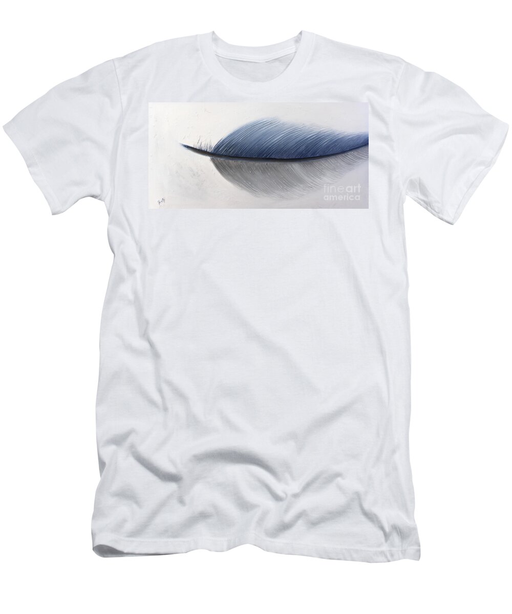 White Abstract T-Shirt featuring the painting Graceful by Preethi Mathialagan