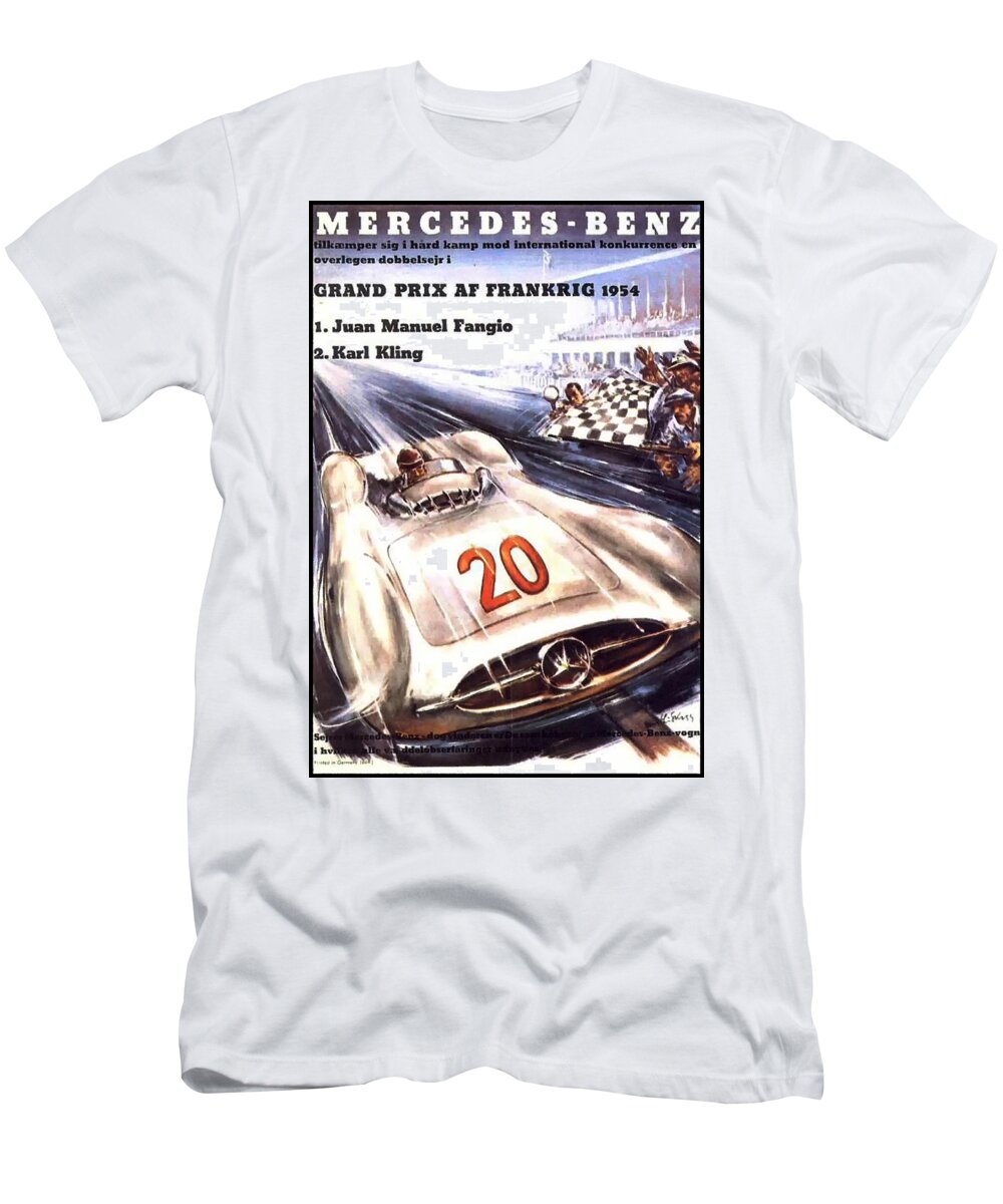 Grand Prix Af Frankrig T-Shirt featuring the digital art Grand Prix F1 Reims France 1954 by Georgia Fowler