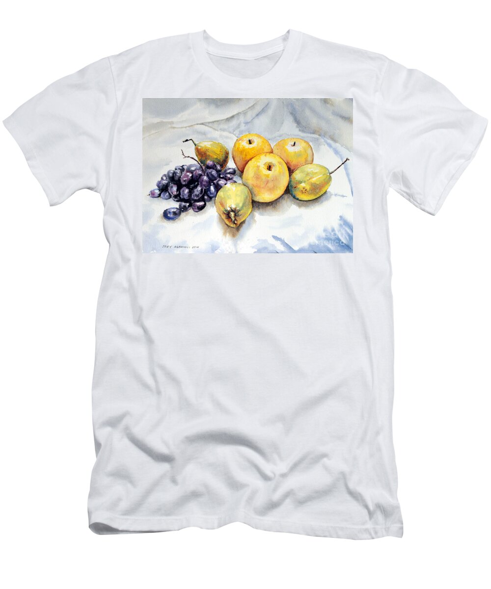 Grapes T-Shirt featuring the painting Grapes and Pears by Joey Agbayani