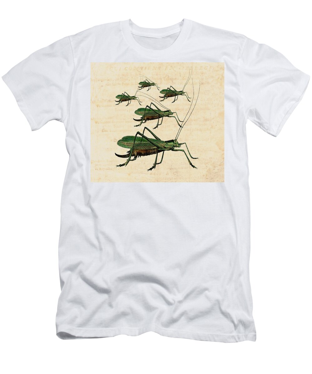 Grasshopper T-Shirt featuring the digital art Grasshopper Parade by Antique Images 