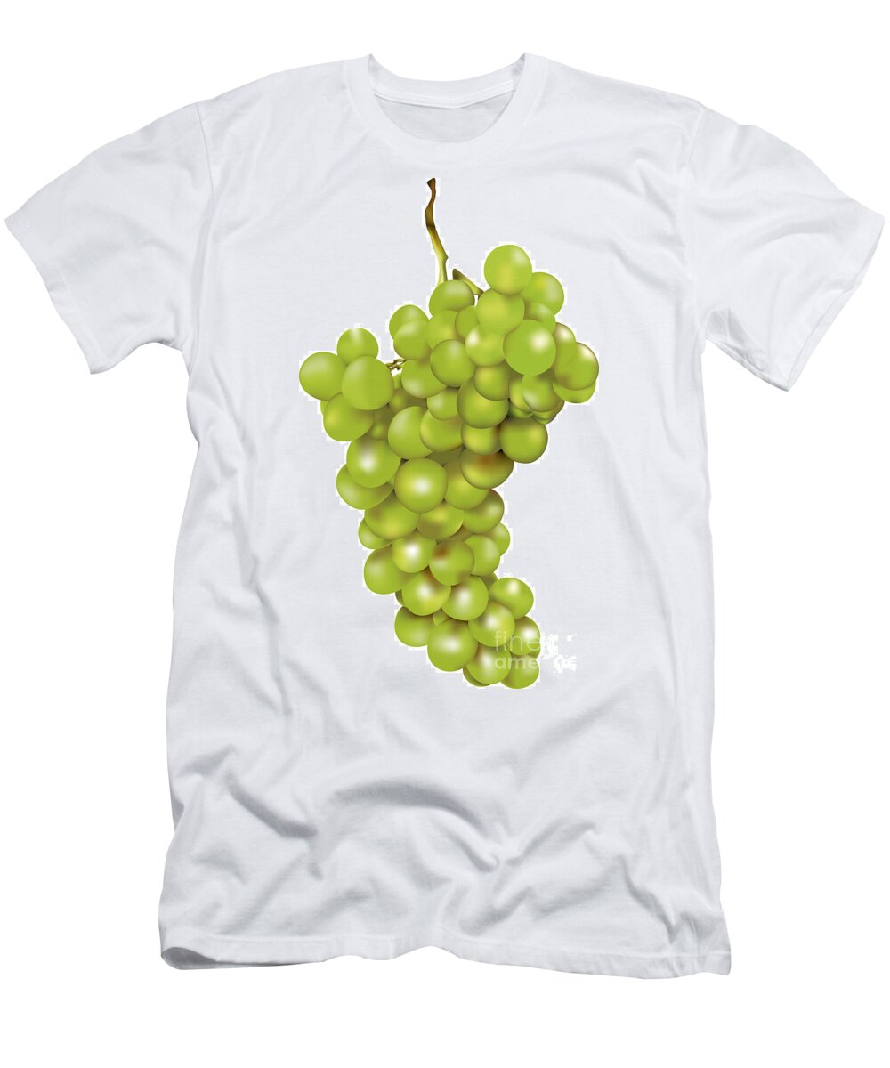 Bunch T-Shirt featuring the digital art Green Bunch Of Grapes by Gina Koch