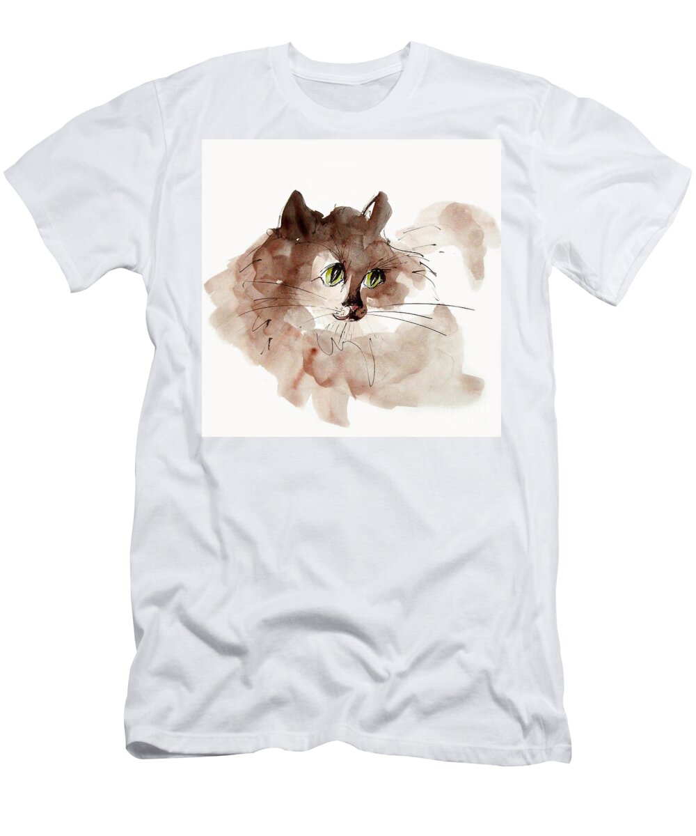 Cat T-Shirt featuring the painting Green Eyes by Chris Paschke
