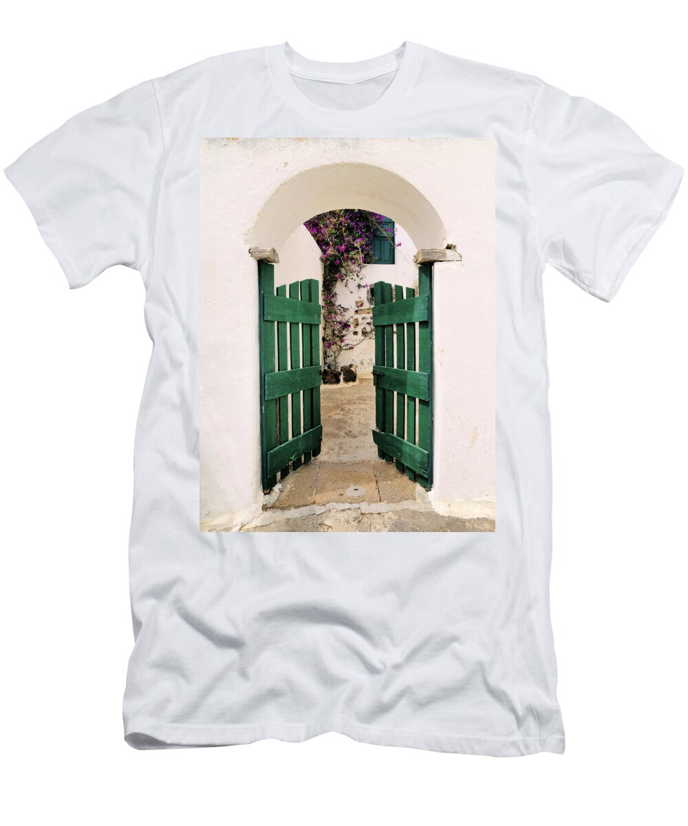 Gate T-Shirt featuring the photograph Green Gate by Karol Kozlowski