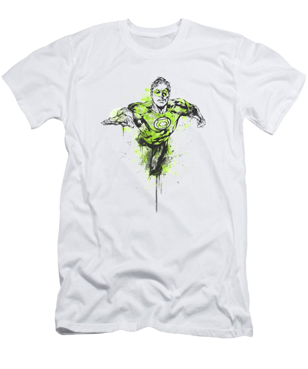 Green Lantern T-Shirt featuring the digital art Green Lantern - Inked by Brand A