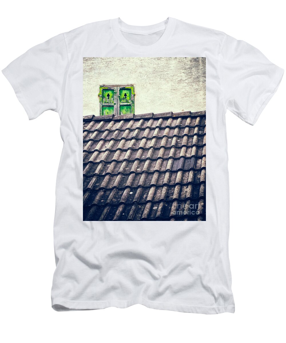 Architecture T-Shirt featuring the photograph Green shutters by Silvia Ganora