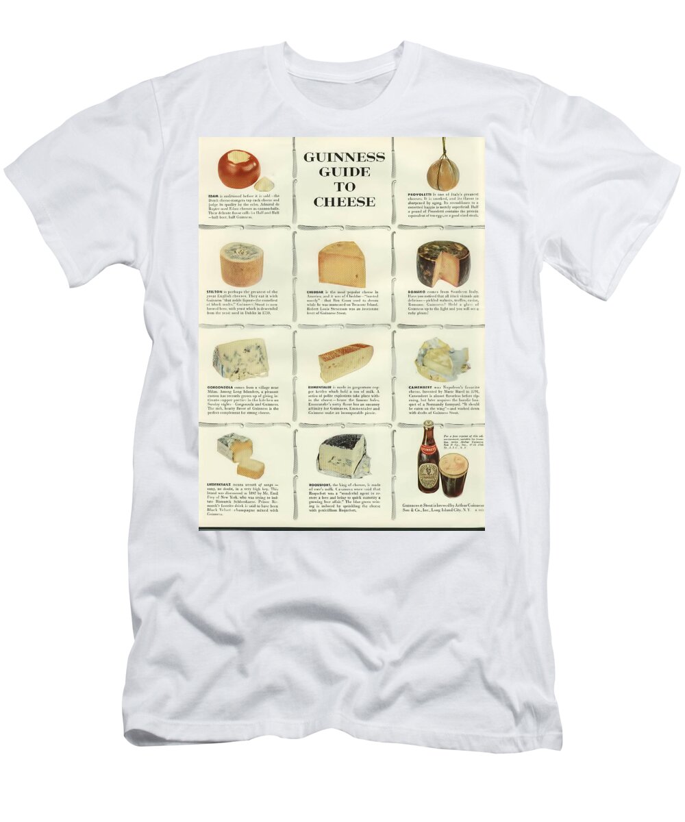 Guinness Guide To Cheese T-Shirt featuring the digital art Guinness Guide to Cheese by Georgia Clare