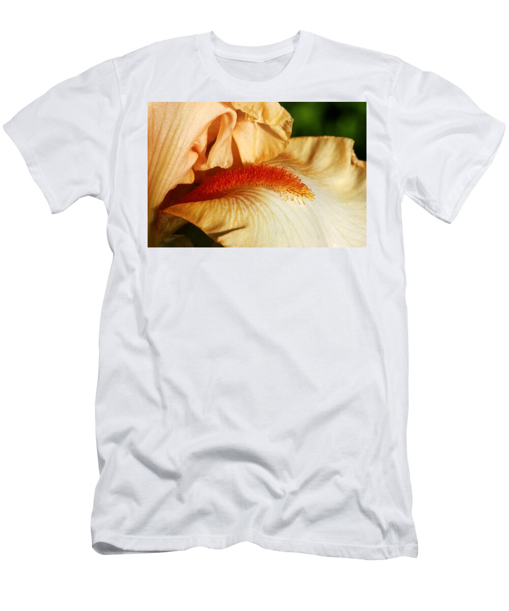 Iris T-Shirt featuring the photograph Halo in Peach #2 by Nikolyn McDonald