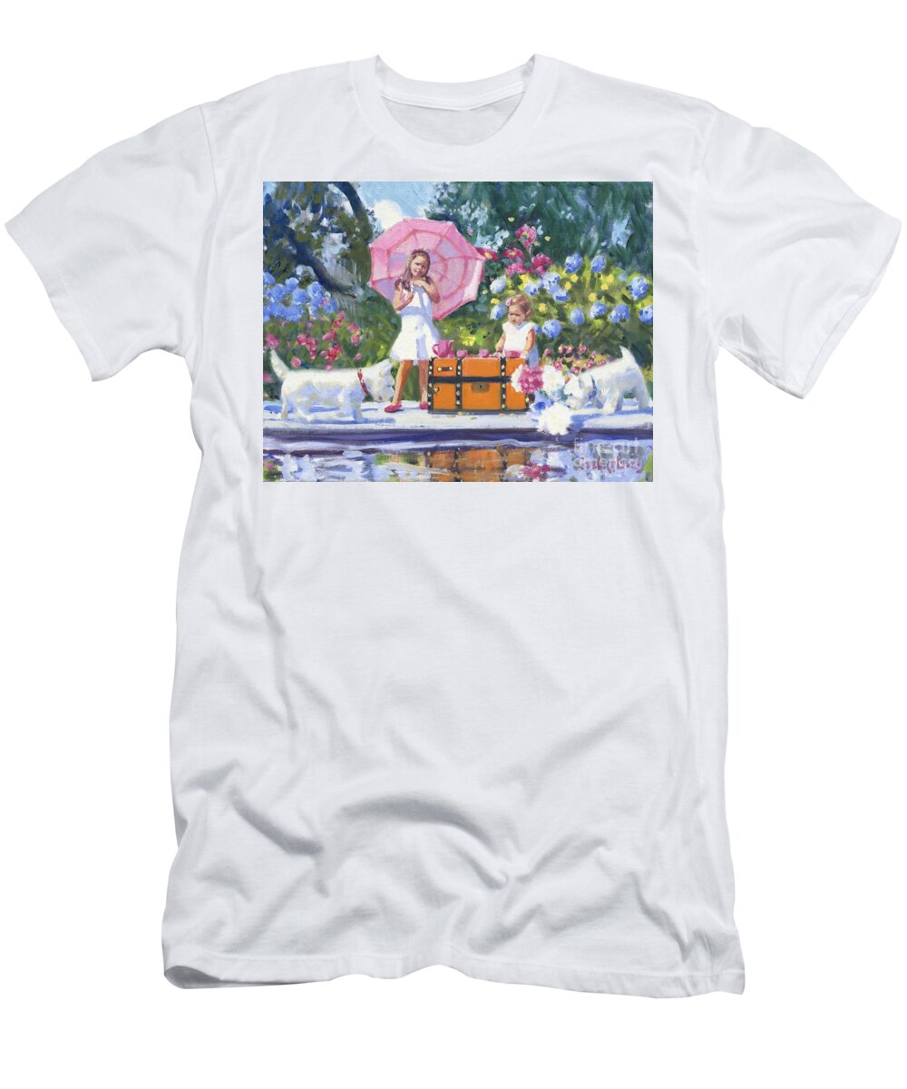 Dogs T-Shirt featuring the painting Hana and her Pets by Candace Lovely