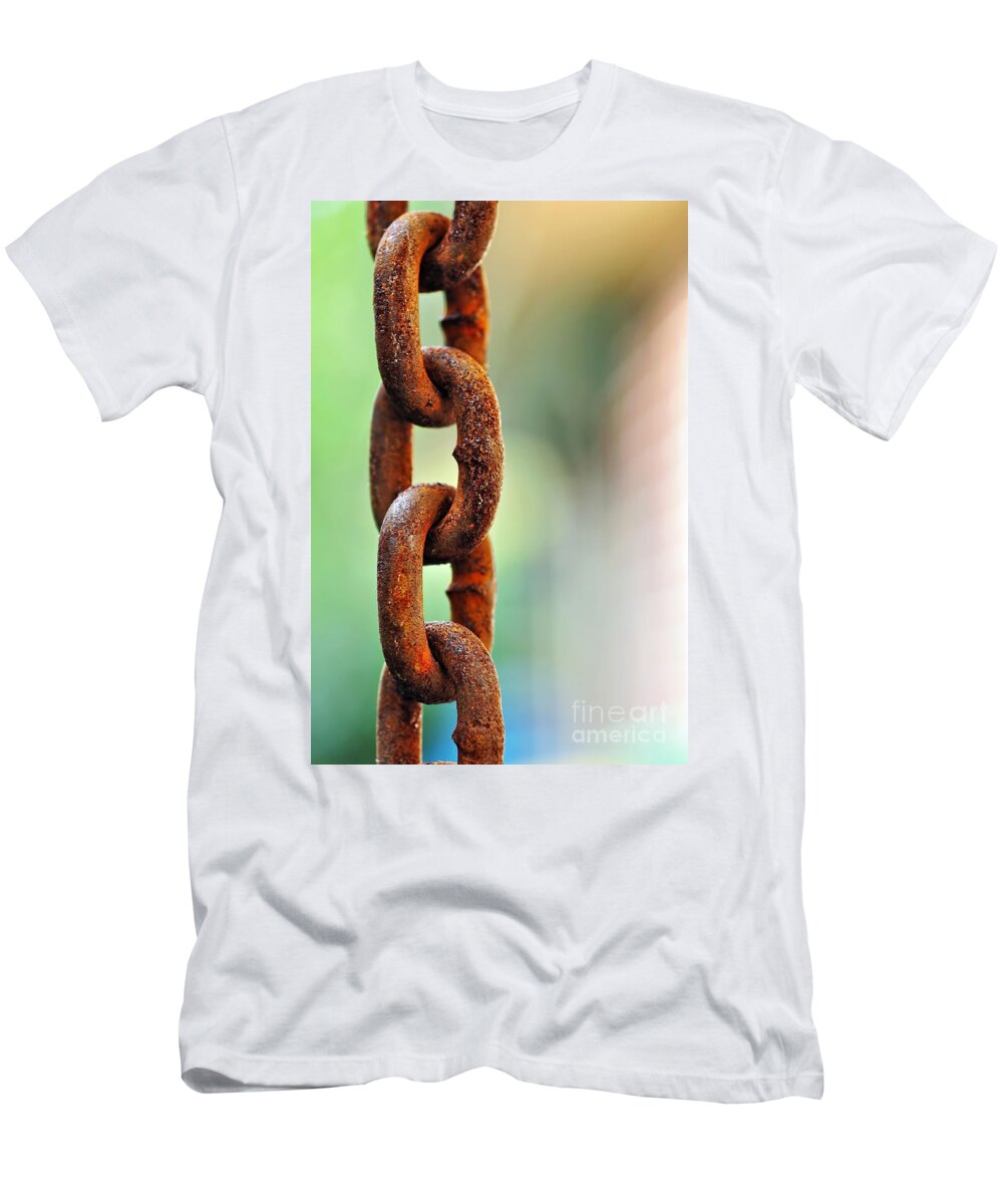 Photography T-Shirt featuring the photograph Hanging Chain before Pastel Bokeh by Kaye Menner
