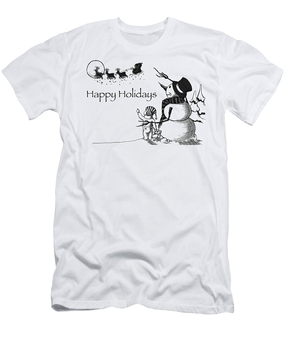Santa T-Shirt featuring the digital art Happy Holidays by Konni Jensen