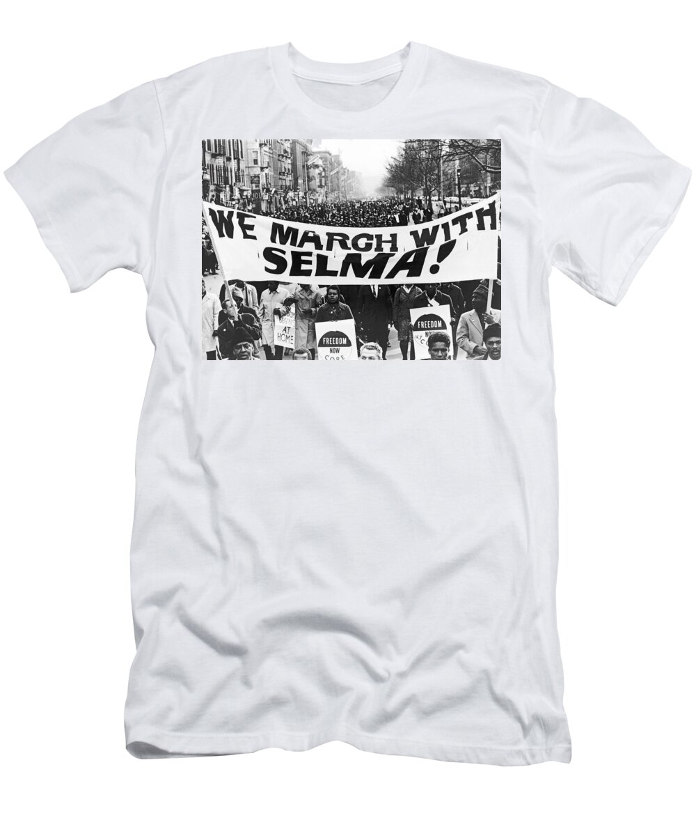 1960s T-Shirt featuring the photograph Harlem Supports Selma by Stanley Wolfson