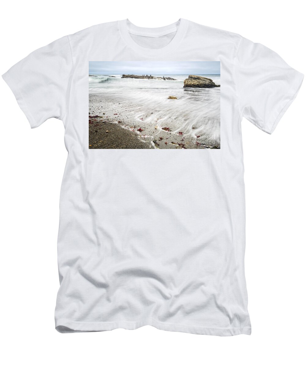 Montana De Oro T-Shirt featuring the photograph Hazard Reef - the jagged rocks of Montana de Oro State Park by Jamie Pham
