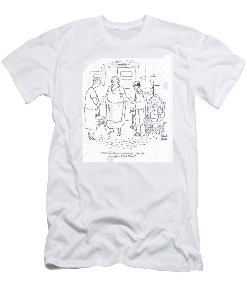 108654 Rde Richard Decker T-Shirt featuring the drawing Just The Same Age As Clark Gable by Richard Decker