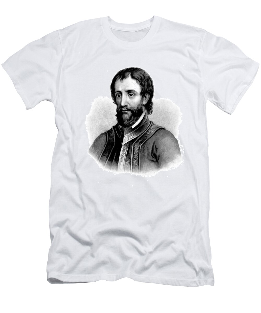 History T-Shirt featuring the photograph Hernando De Soto, Spanish Conquistador by British Library