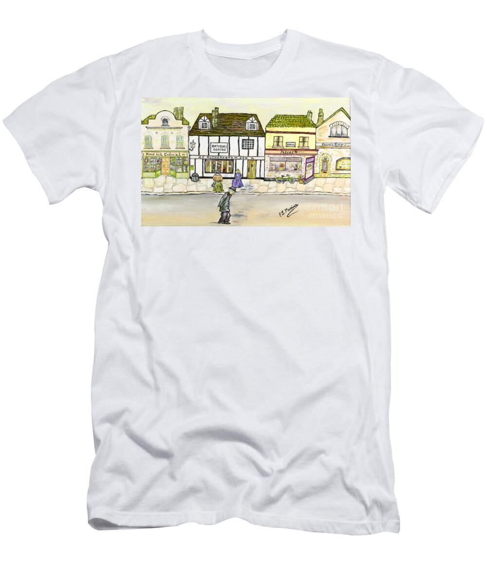 Mixed Media T-Shirt featuring the painting High Street by Loredana Messina