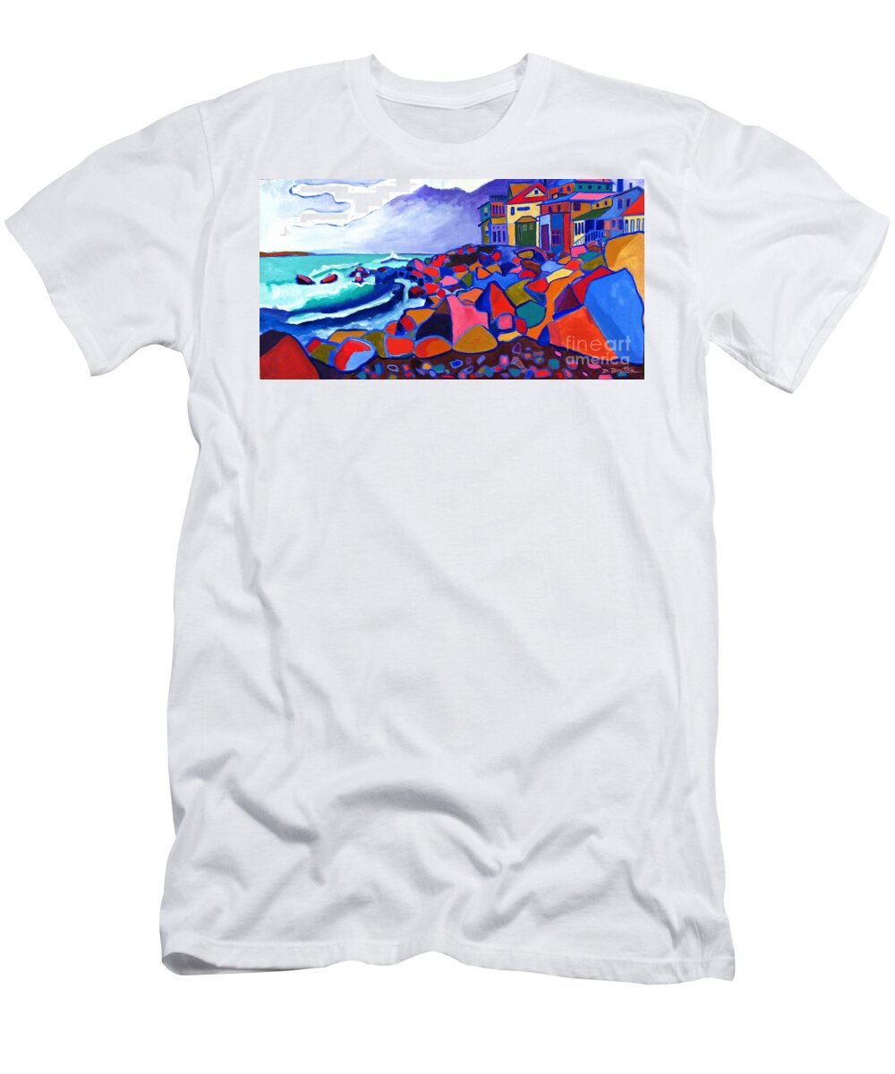 Landscape T-Shirt featuring the painting High Tide Boars Head NH by Debra Bretton Robinson