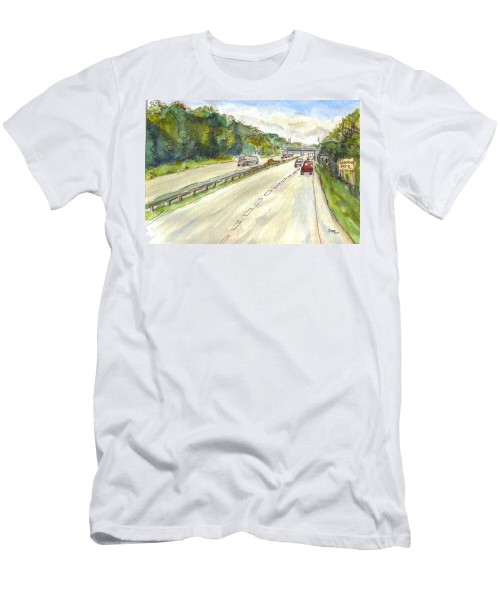South Carolina T-Shirt featuring the painting Highway 95 by Clara Sue Beym