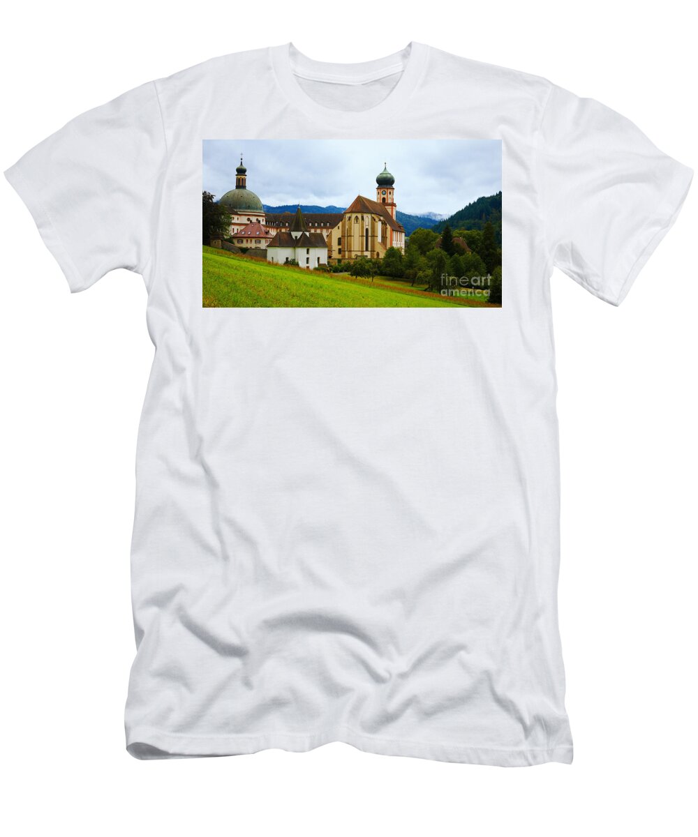 Overlooking T-Shirt featuring the photograph Historic monastery in the Black Forest by Nick Biemans
