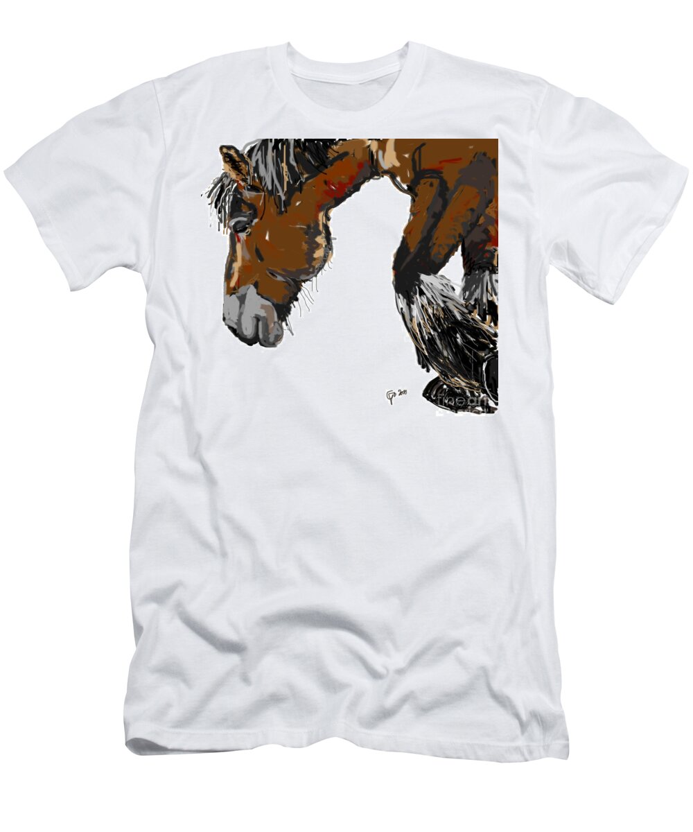 Big Horse T-Shirt featuring the painting horse - Guus by Go Van Kampen