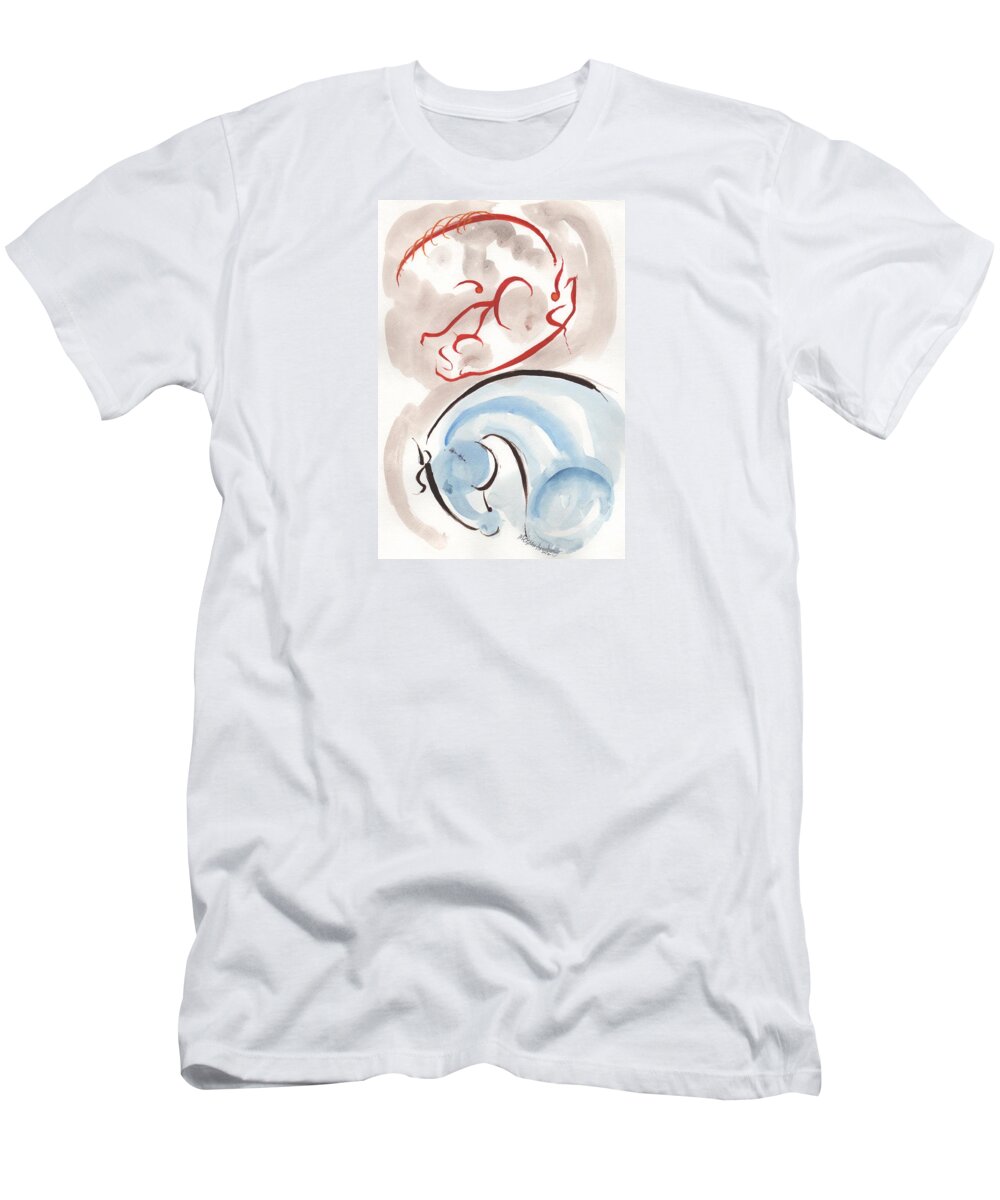 Animal T-Shirt featuring the painting Horse in Simplicity by Mary Armstrong