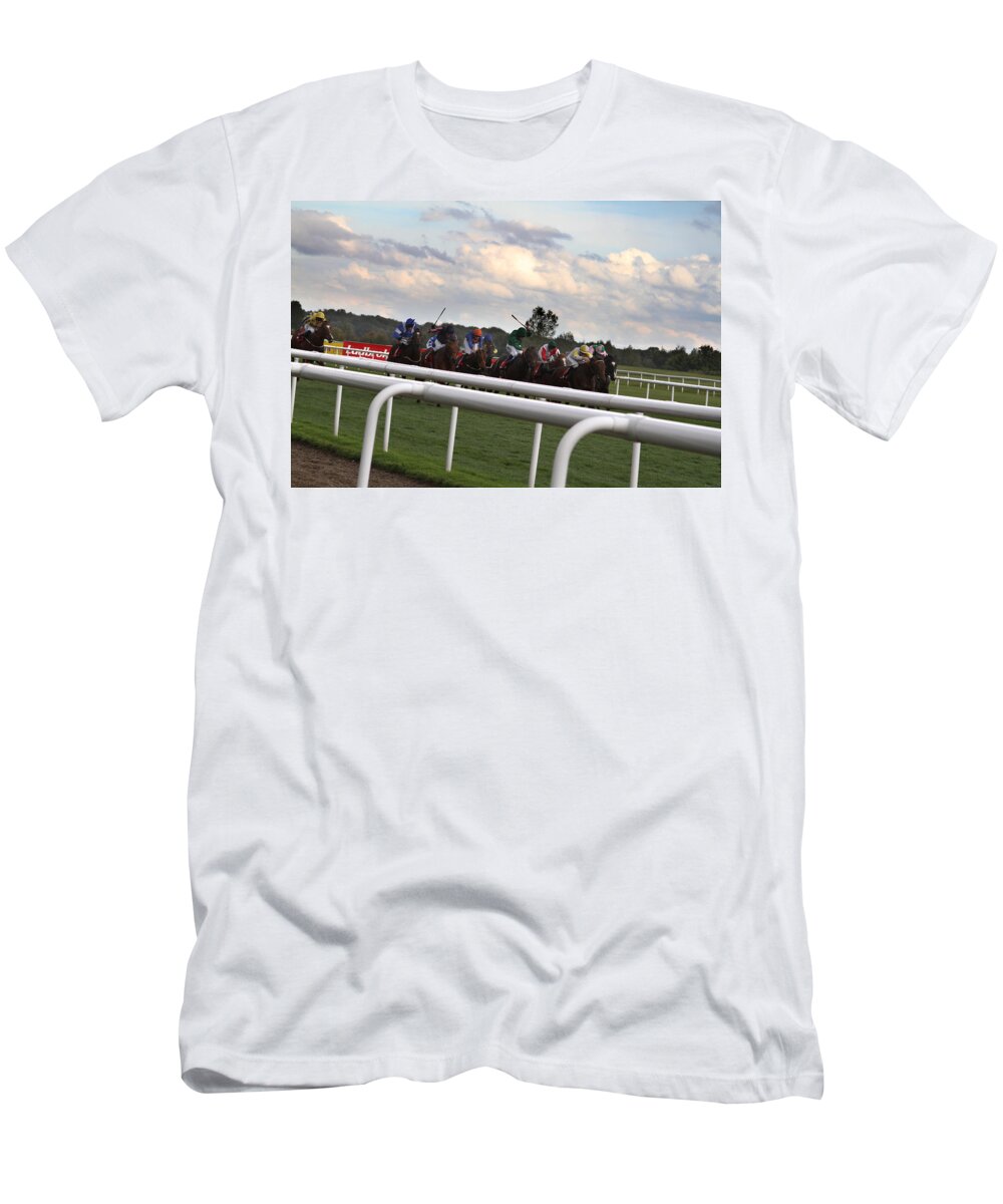 Danger T-Shirt featuring the photograph Horse racing by Chris Smith