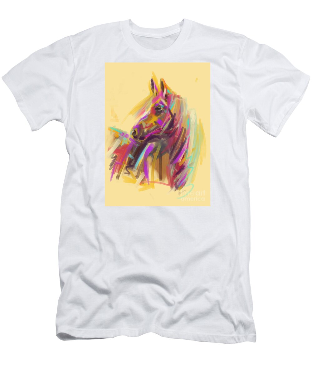 Horse T-Shirt featuring the painting Horse True colours by Go Van Kampen