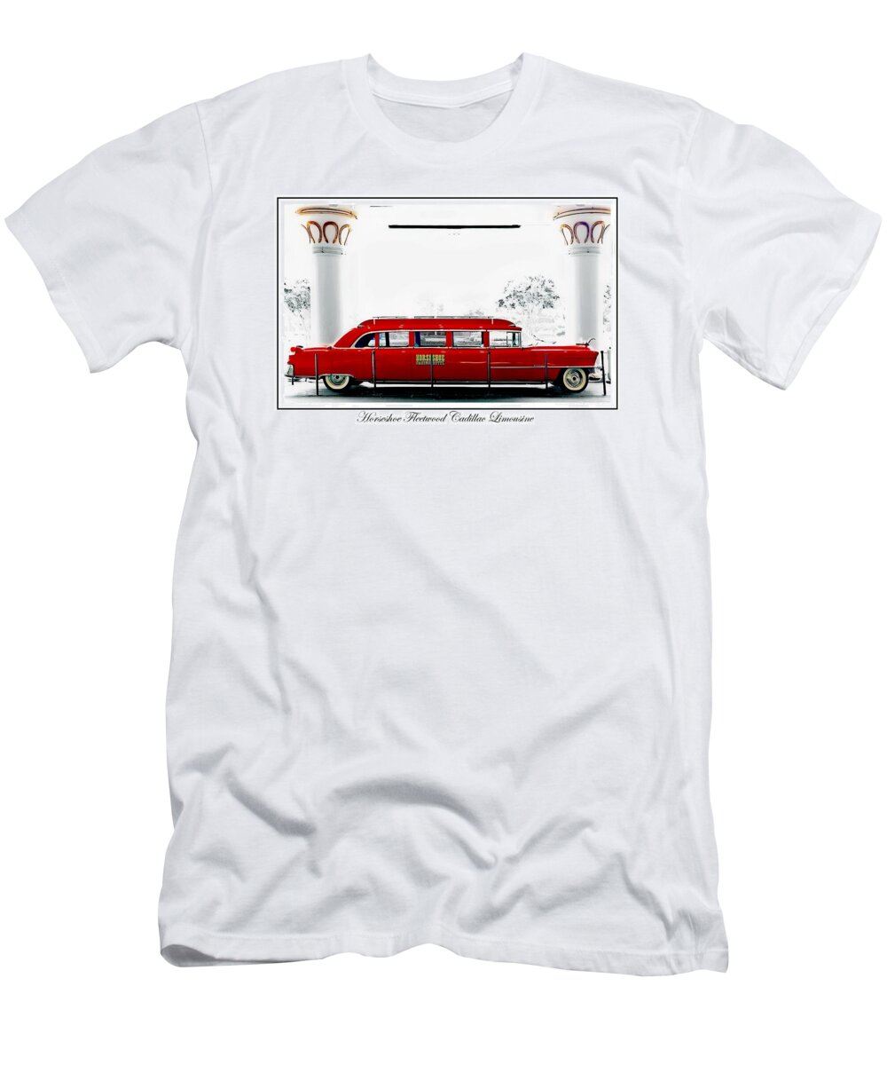  Vintage Cadillac T-Shirt featuring the painting Horseshoe Fleetwood Cadillac Limousine by Barbara Chichester
