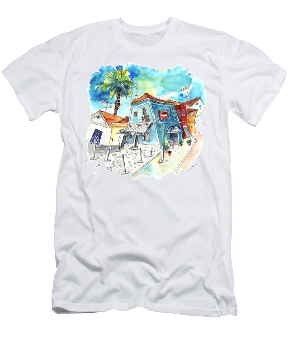 Portugal T-Shirt featuring the painting Houses in Moita in Portugal by Miki De Goodaboom