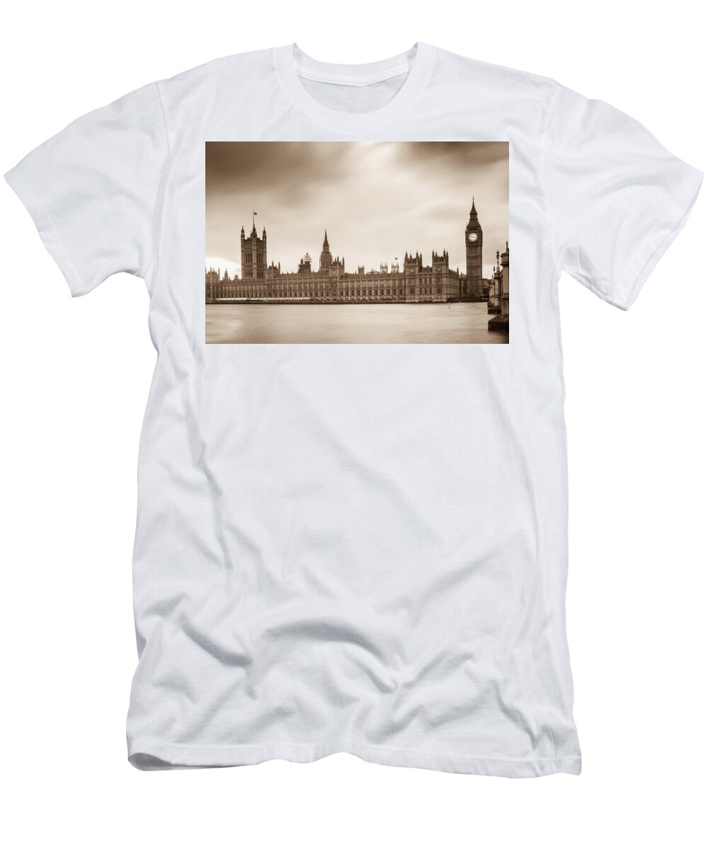 Bridge T-Shirt featuring the photograph Houses of Parliament and Elizabeth Tower in London by Semmick Photo