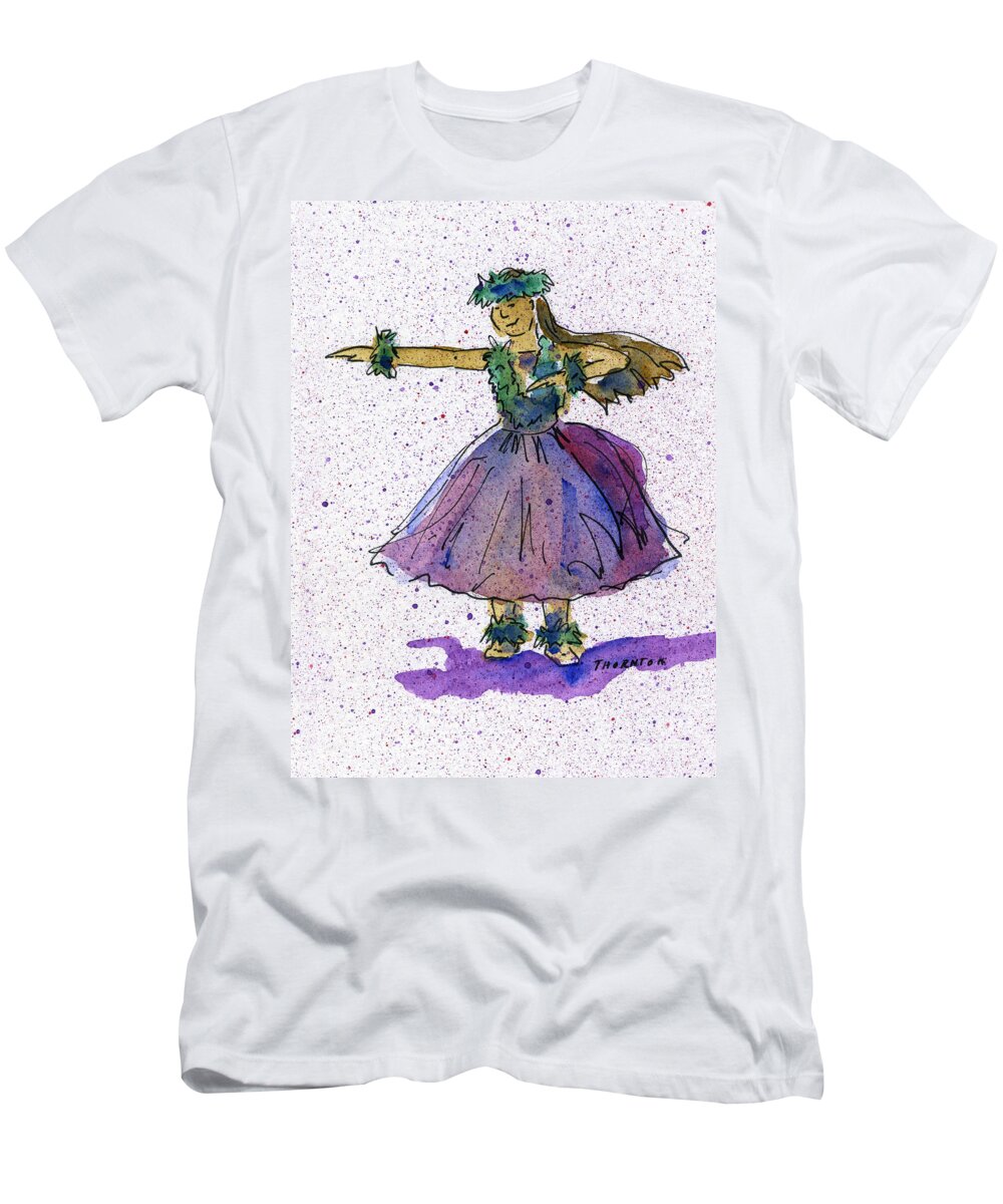 Hula T-Shirt featuring the painting Hula Series Olina by Diane Thornton