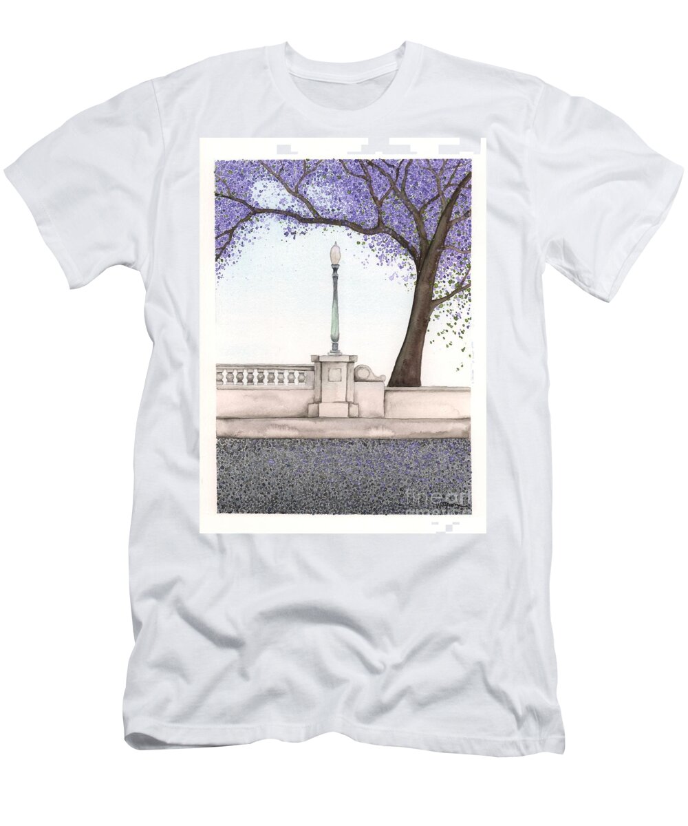 Jacaranda T-Shirt featuring the painting Hyperion Bridge by Hilda Wagner