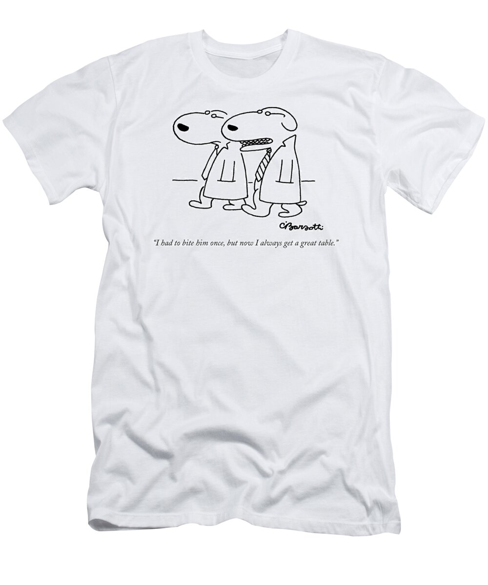 Animals T-Shirt featuring the drawing I Had To Bite Him Once by Charles Barsotti