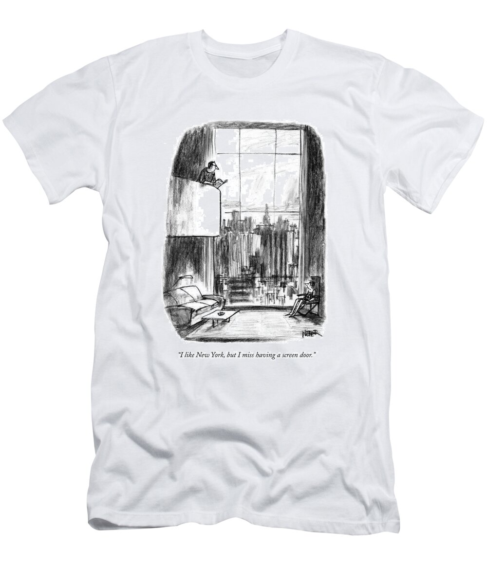 Real Estate T-Shirt featuring the drawing I Like New York by Robert Weber