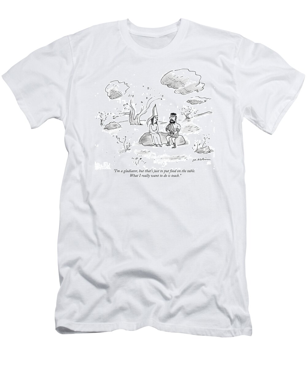 Food T-Shirt featuring the drawing I'm A Gladiator by Michael Maslin