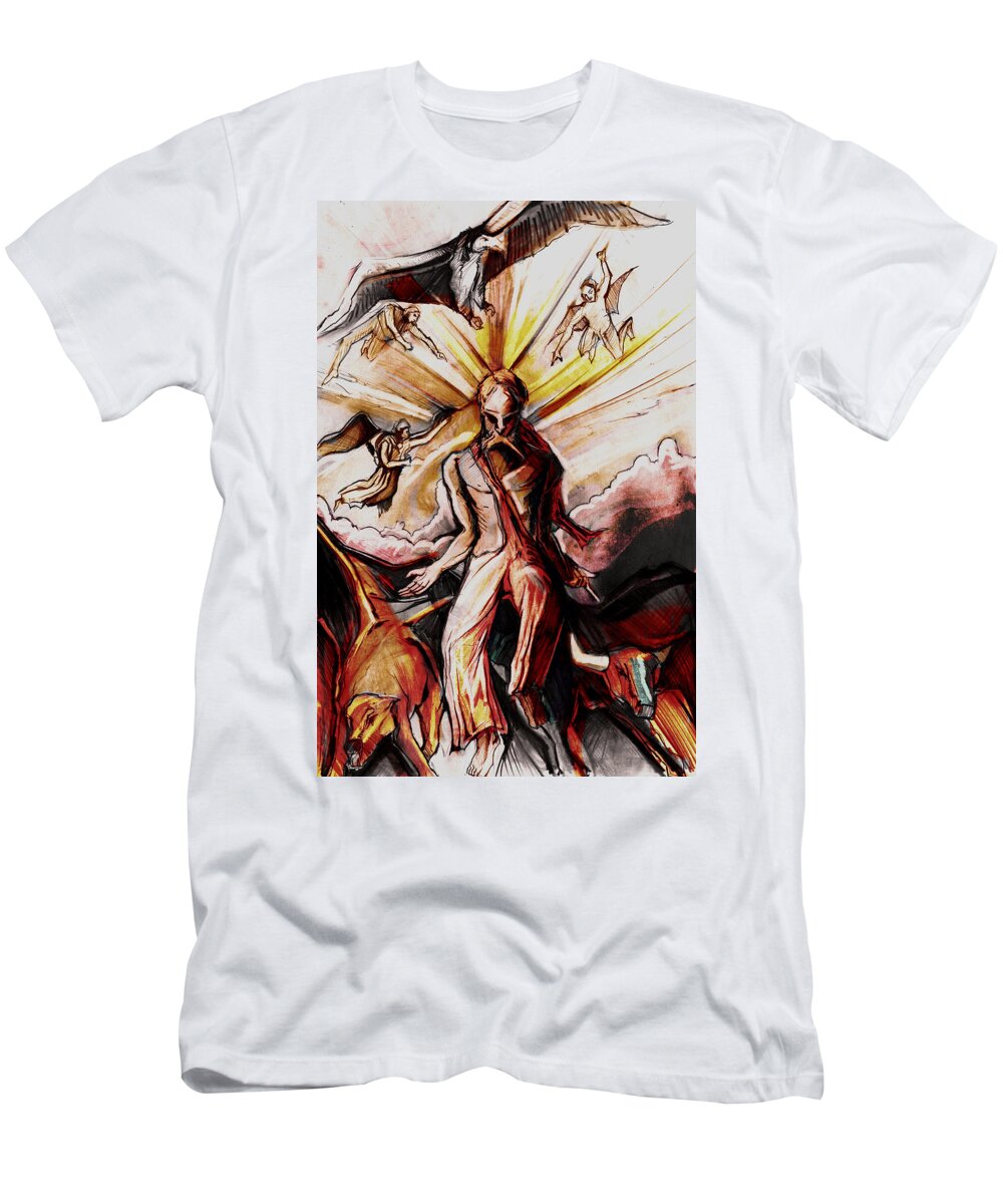 Gods T-Shirt featuring the painting Immortal Realized 1 by John Gholson