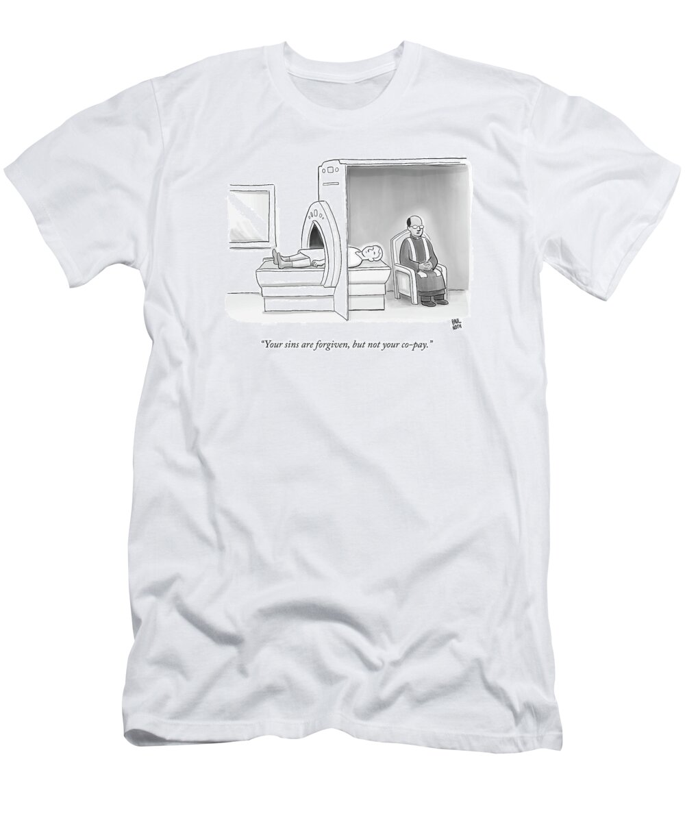 Cctk Mri T-Shirt featuring the drawing In An Mri Machine by Paul Noth