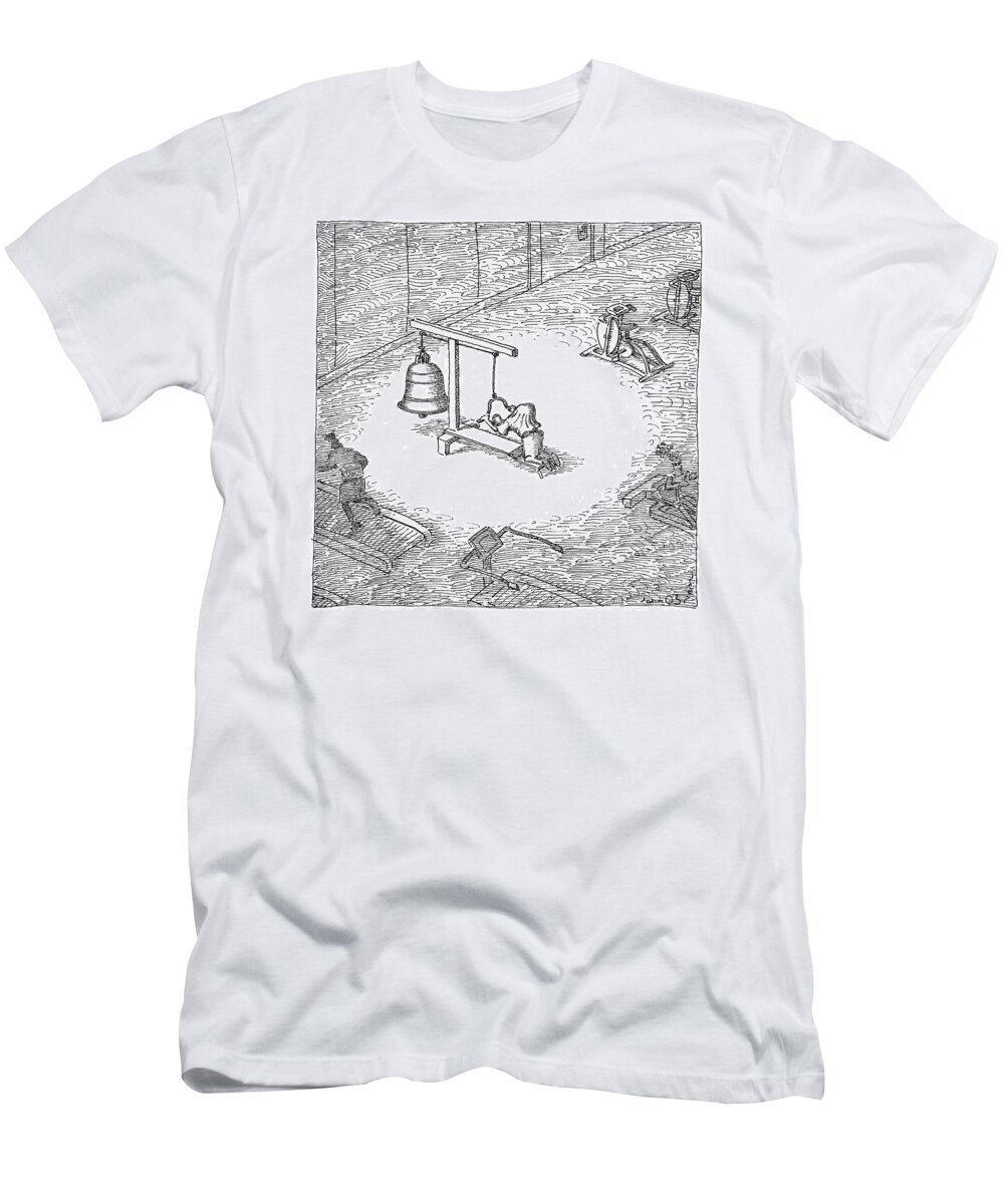Gyms T-Shirt featuring the drawing In An Otherwise Normal-looking Gym by John O'Brien