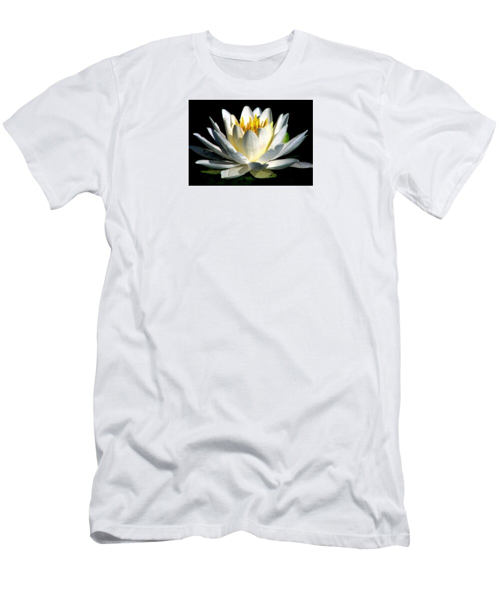 White Waterlilies T-Shirt featuring the photograph In The Still Of The Night by Angela Davies